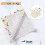 10 Pieces Baby Burp Cloth 10 x 20 inches 6 Layer Soft Absorbent Muslin Newborn Towel for Baby Shower Machine Washable, for Sensitive Skin Baby (Animal Pattern) - Image 4